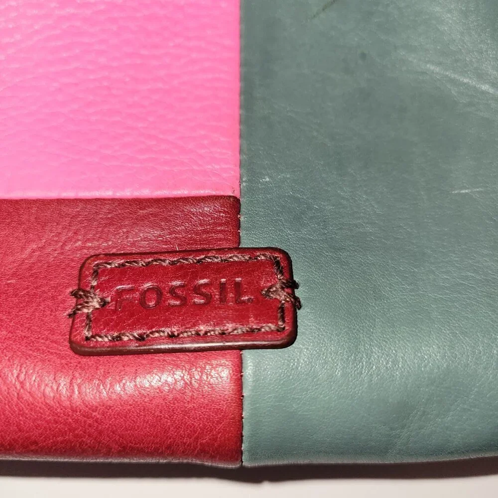 Fossil Emma Burgundy/Multi Colored Square Crossbody Bag One Size